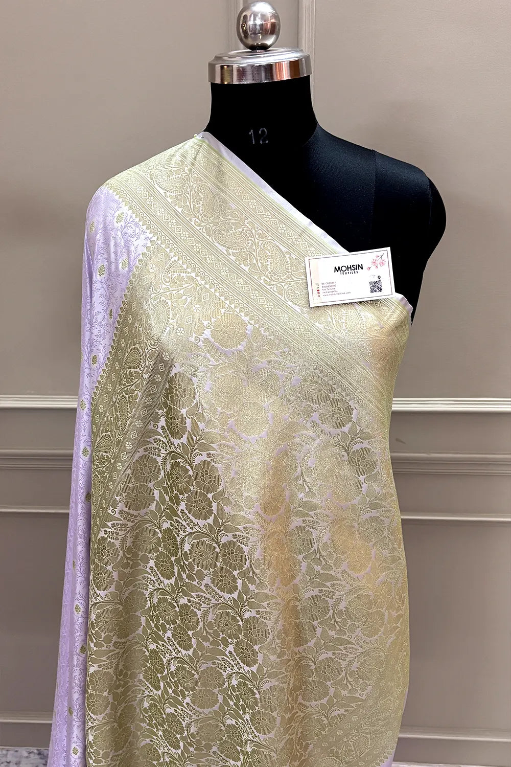 Lavender Zari Katan Silk Banarasi Saree