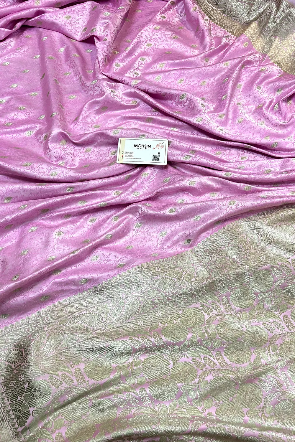 Lavender Zari Katan Silk Banarasi Saree