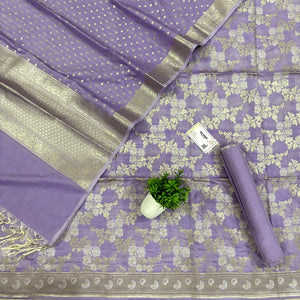 Lavender Zari Katan Silk Banarasi Suit