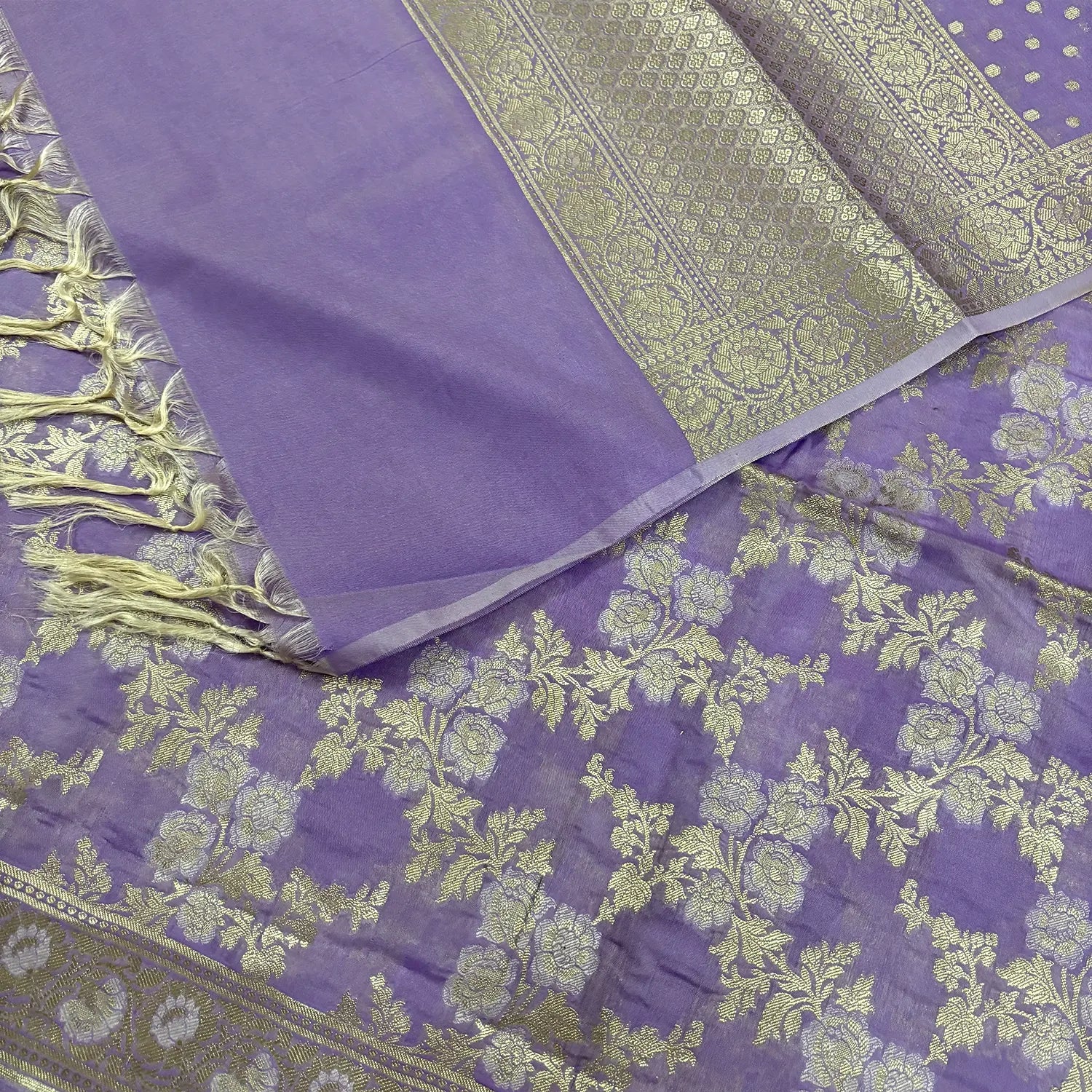 Lavender Zari Katan Silk Banarasi Suit