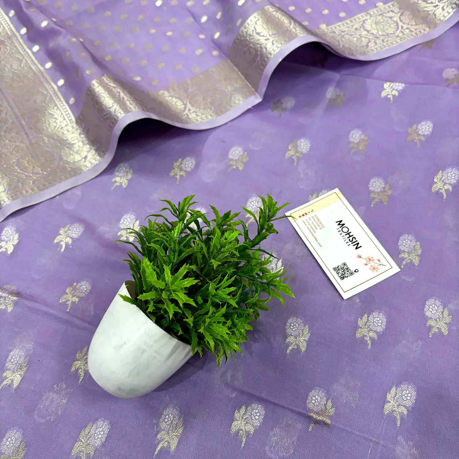 Lavender Zari Katan Silk Banarasi Suit