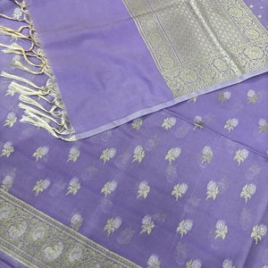 Lavender Zari Katan Silk Banarasi Suit