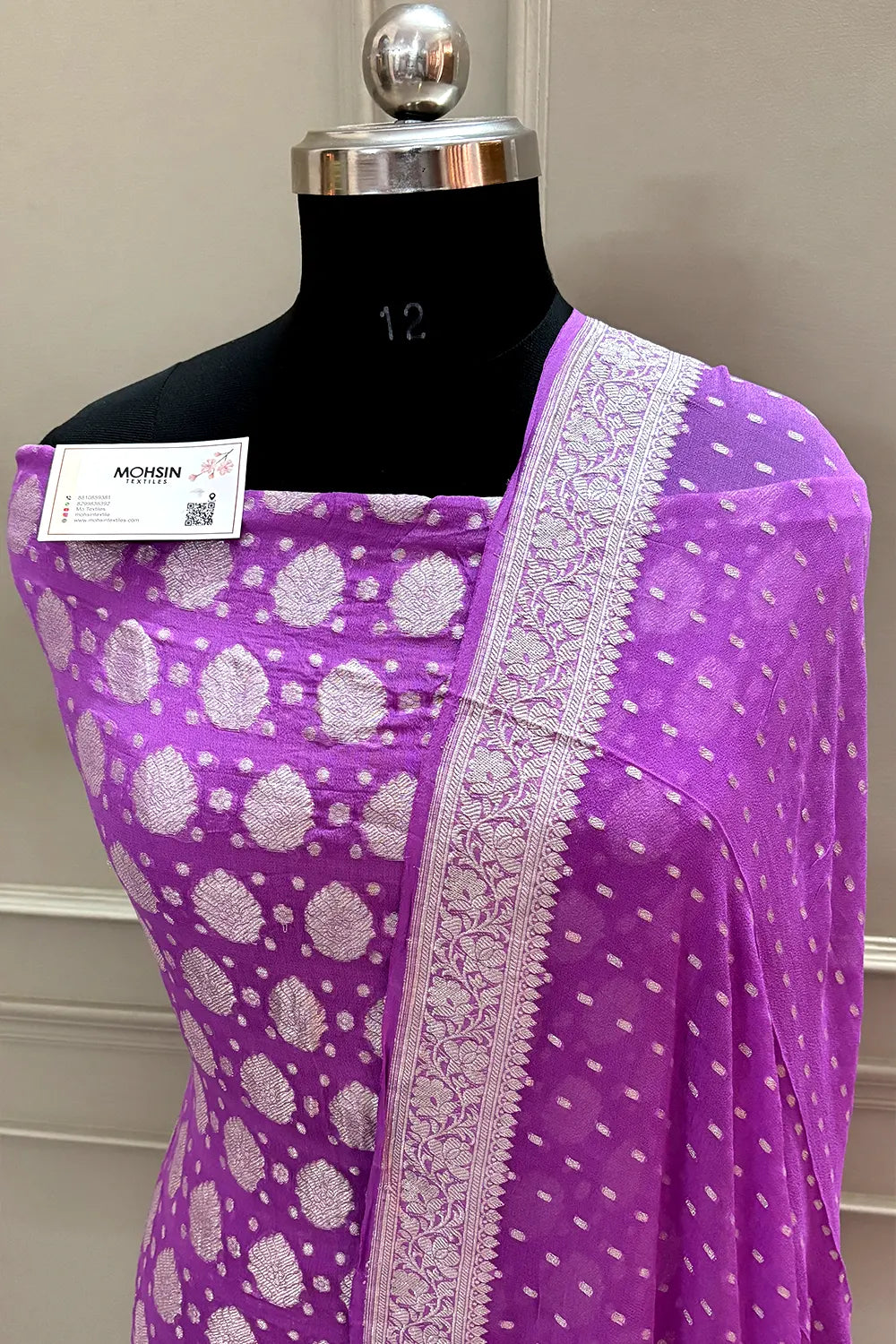 Lavender Zari Pure Georgette Silk Banarasi Suit