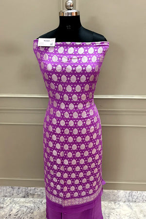 Lavender Zari Pure Georgette Silk Banarasi Suit