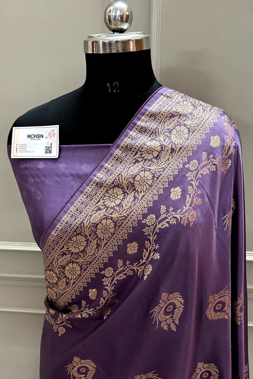 Lavender Zari Semi Mashru Silk Banarasi Saree