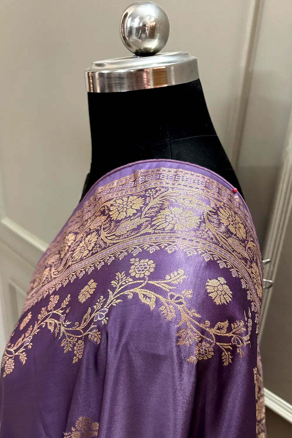 Lavender Zari Semi Mashru Silk Banarasi Saree
