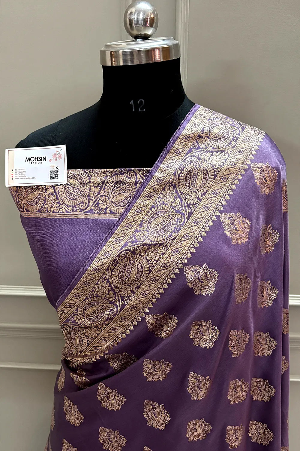 Lavender Zari Semi Mashru Silk Banarasi Saree