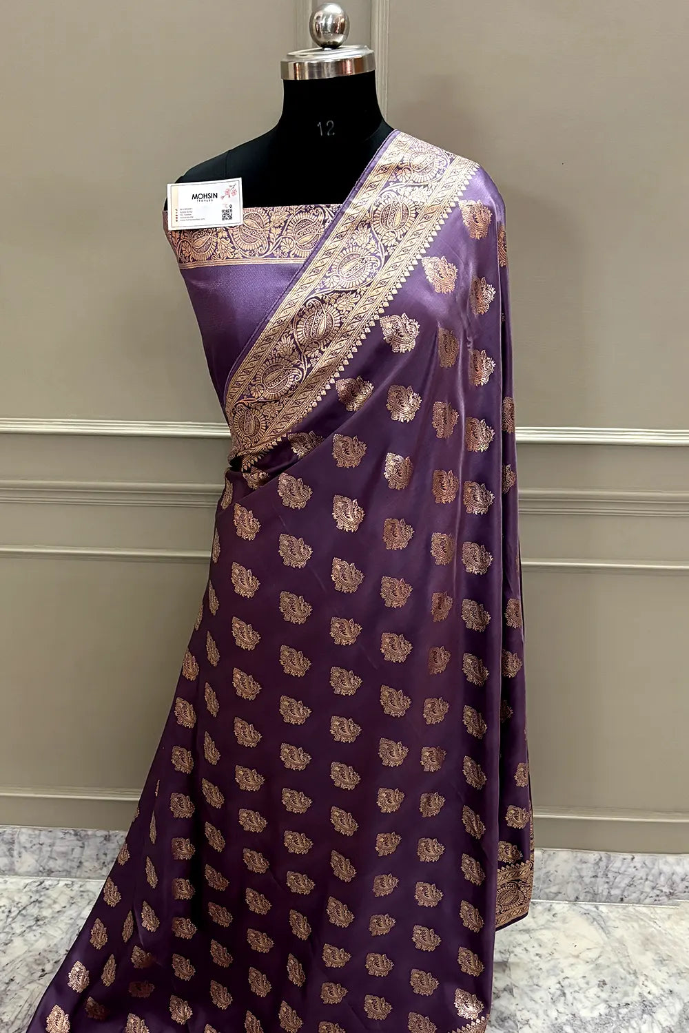 Lavender Zari Semi Mashru Silk Banarasi Saree