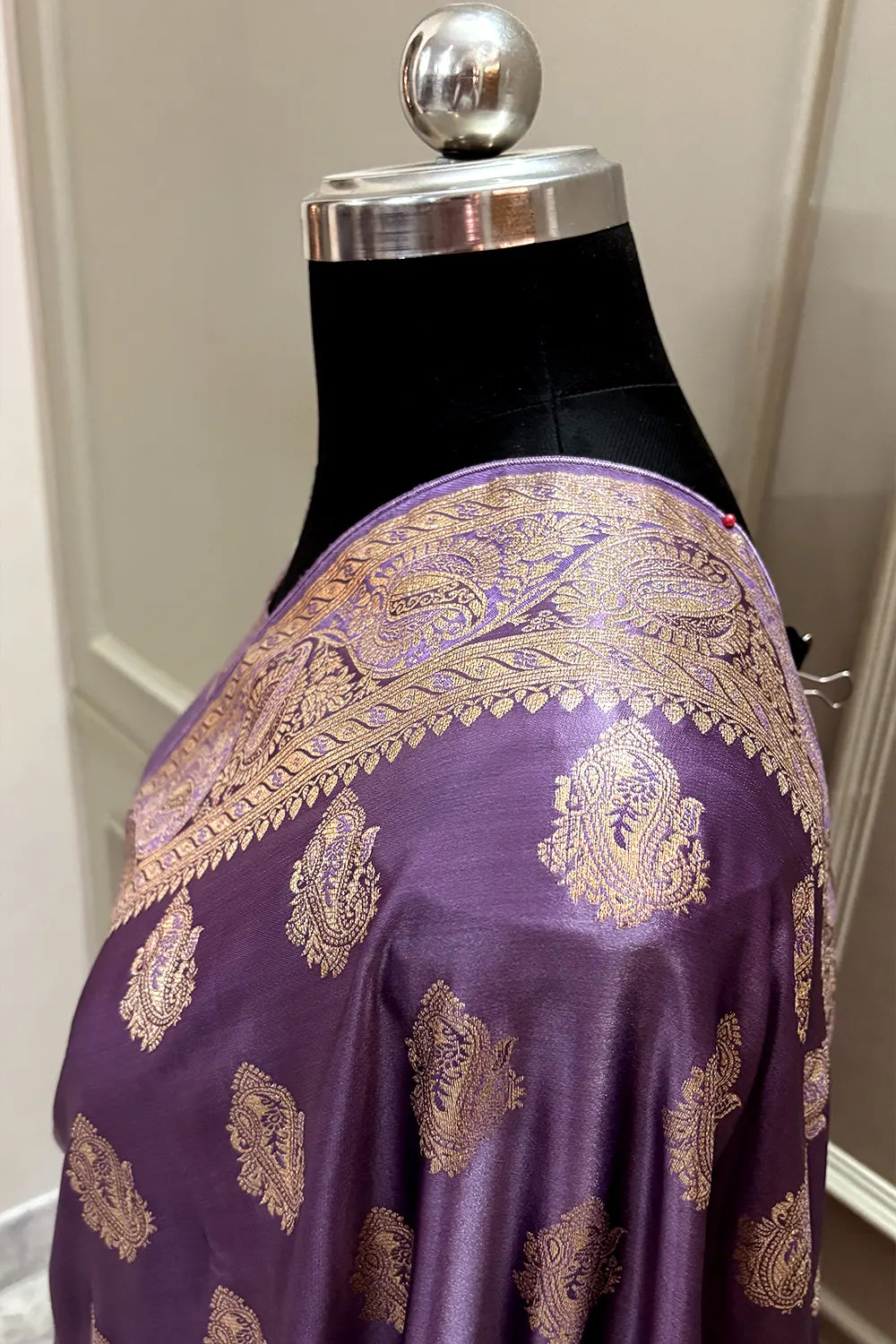 Lavender Zari Semi Mashru Silk Banarasi Saree