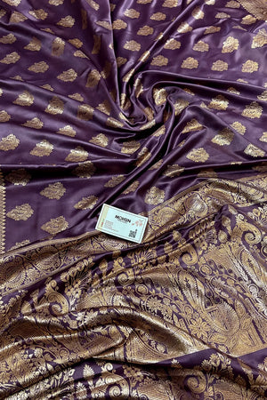 Lavender Zari Semi Mashru Silk Banarasi Saree
