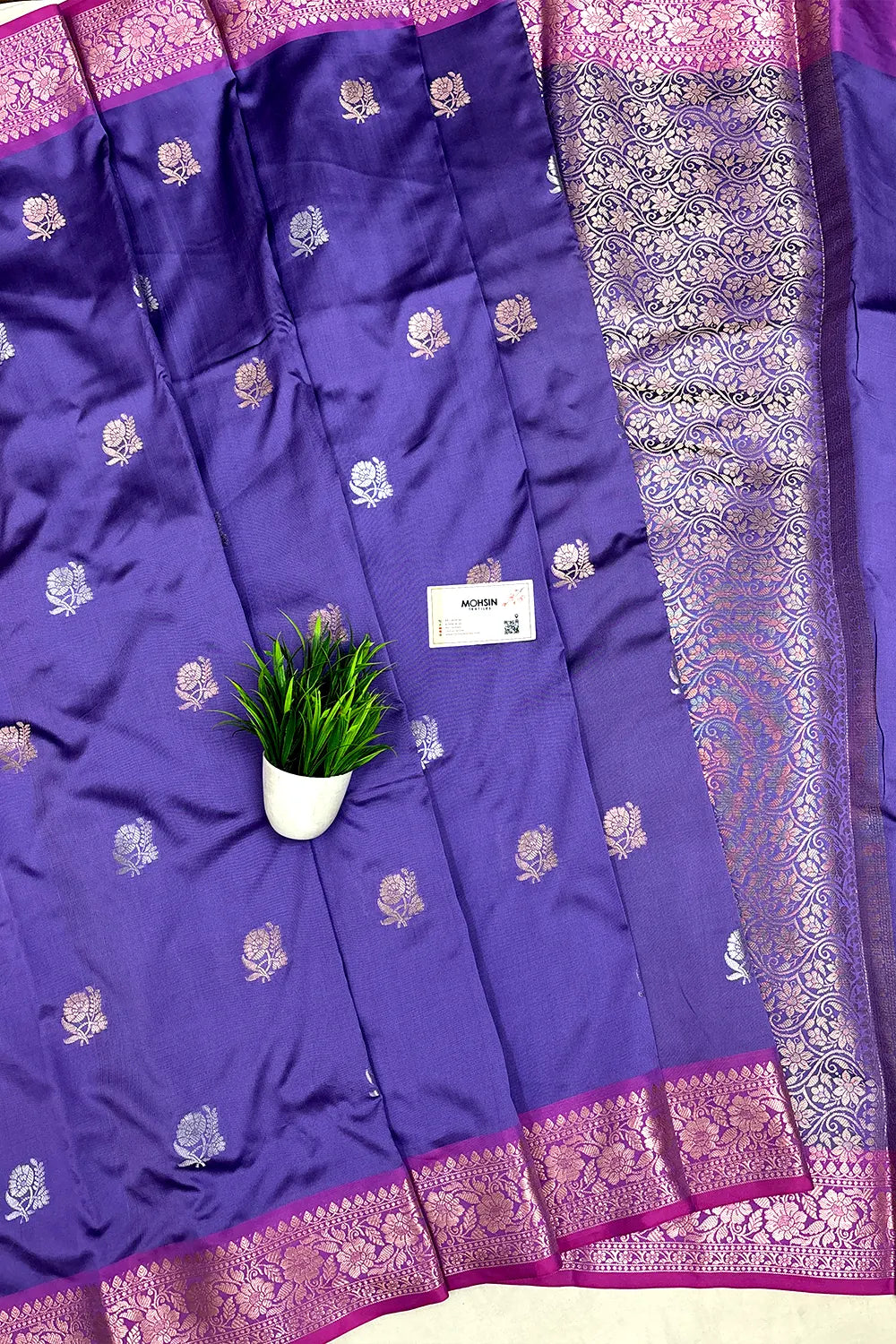 Lavender Semi Katan Silk Banarasi Saree