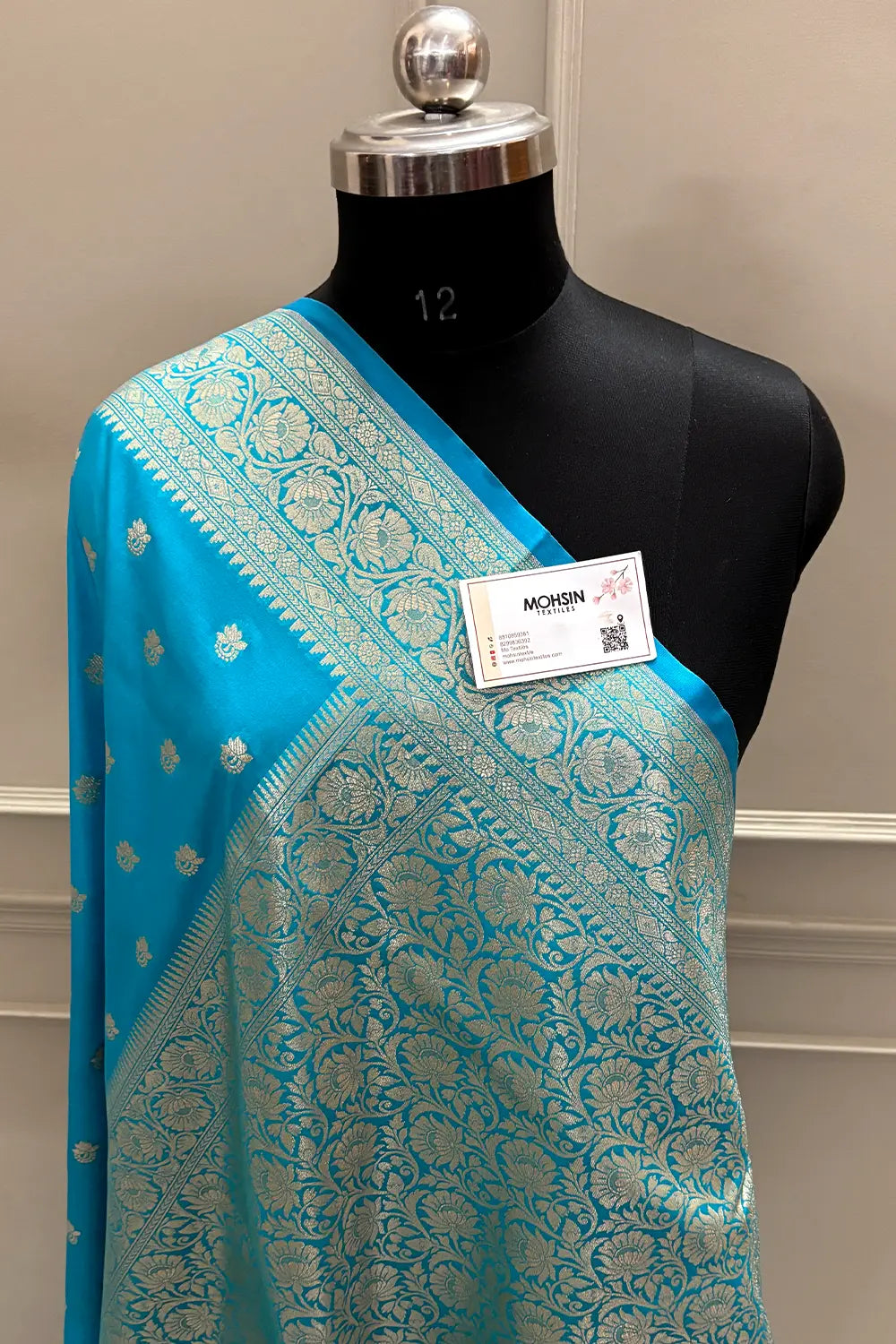 Light Firozi Ghonga Buti Katan Silk Banarasi Saree