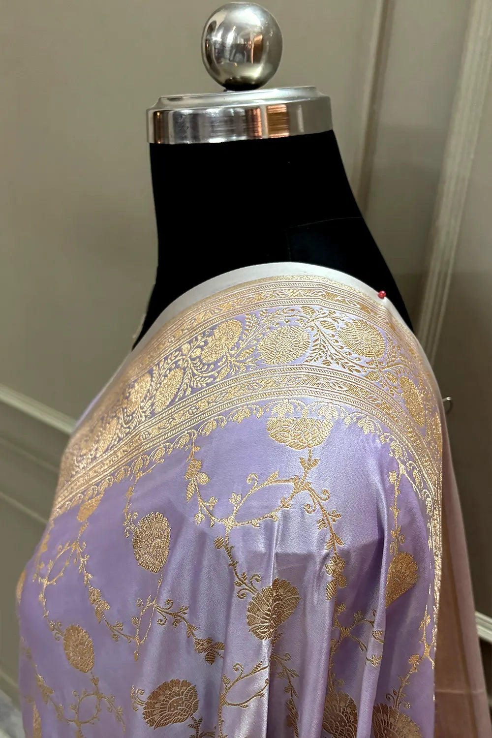 Light Lavender Ropeway Jaal Katan Mashru Silk Banarasi Saree