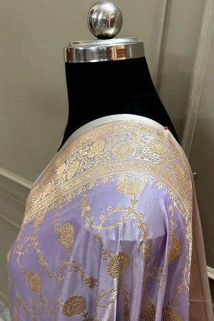 Light Lavender Ropeway Jaal Katan Mashru Silk Banarasi Saree