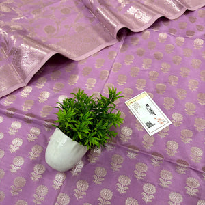 Light Lavender Sunflower Satin Silk Banarasi Suit