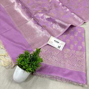 Light Lavender Sunflower Satin Silk Banarasi Suit