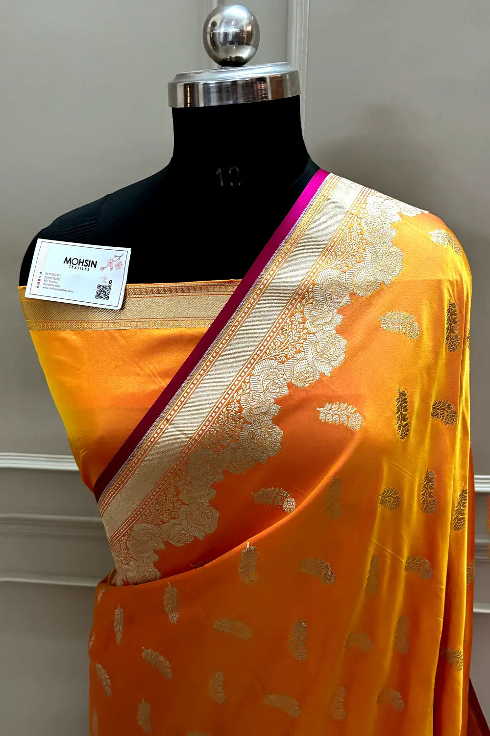 Light Mustard Kanak Buti Katan Mashru Silk Banarasi Saree