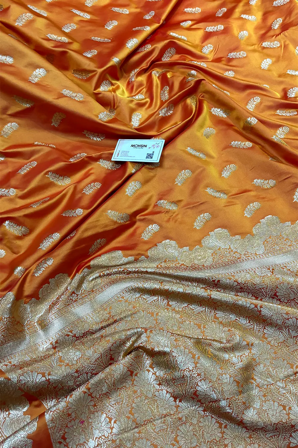 Light Mustard Kanak Buti Katan Mashru Silk Banarasi Saree