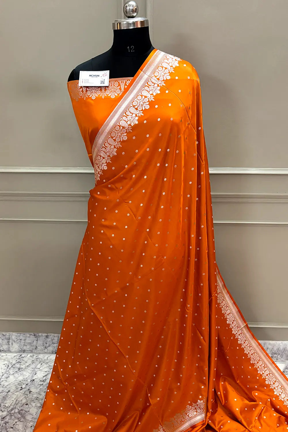 Light Orange Hawahawai Buti Katan Silk Banarasi Saree