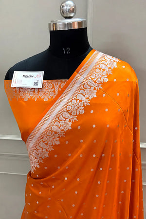 Light Orange Hawahawai Buti Katan Silk Banarasi Saree