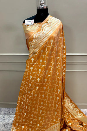 Light Peach Quantum Jaal Katan Silk Banarasi Saree