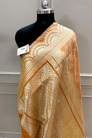 Light Peach Quantum Jaal Katan Silk Banarasi Saree