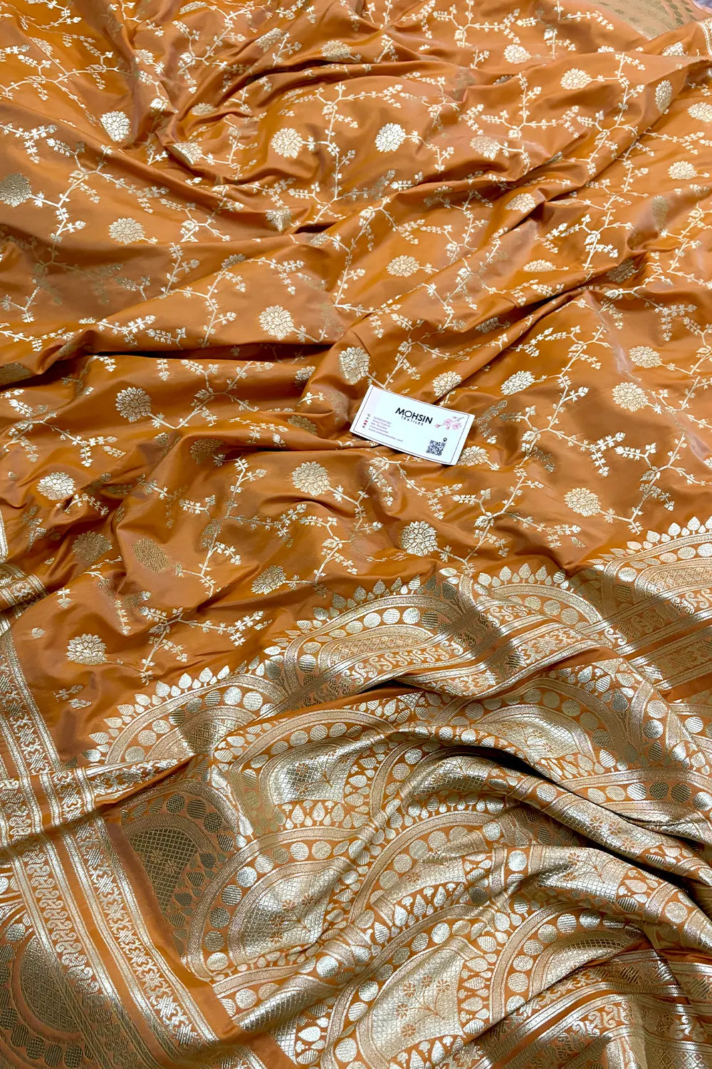 Light Peach Quantum Jaal Katan Silk Banarasi Saree