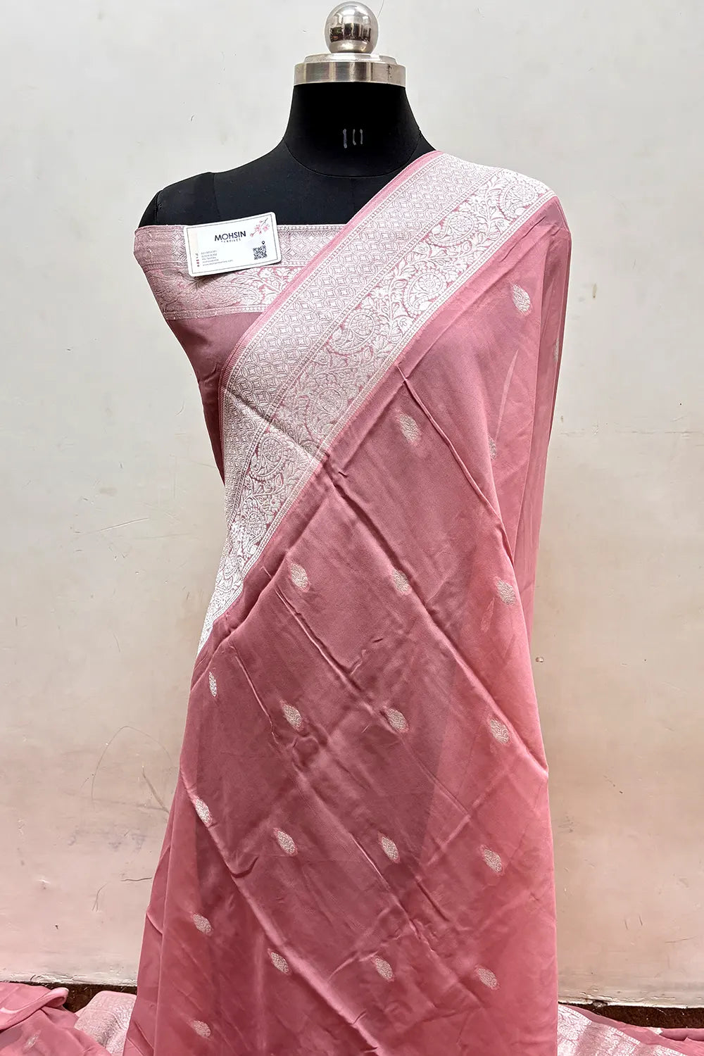 Light Peach Rupa Buti Pure Viscose Georgette Silk Banarasi Saree