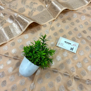 Light Peach Singhasan Buti Satin Silk Banarasi Suit