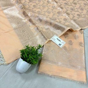 Light Peach Singhasan Vilas Satin Silk Banarasi Suit