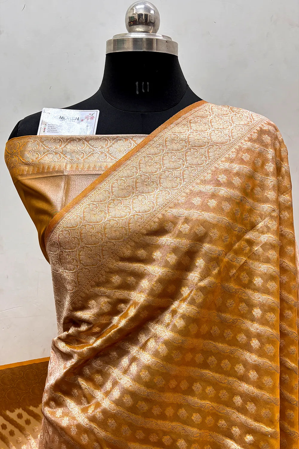Light Peach Tissue Silk Banarasi Saree