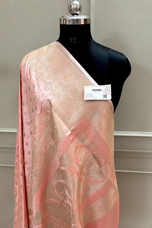 Light Peach Zari Katan Silk Banarasi Saree