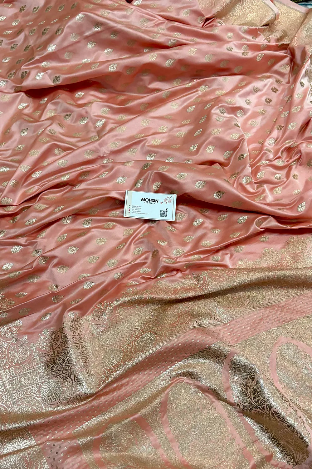 Light Peach Zari Katan Silk Banarasi Saree