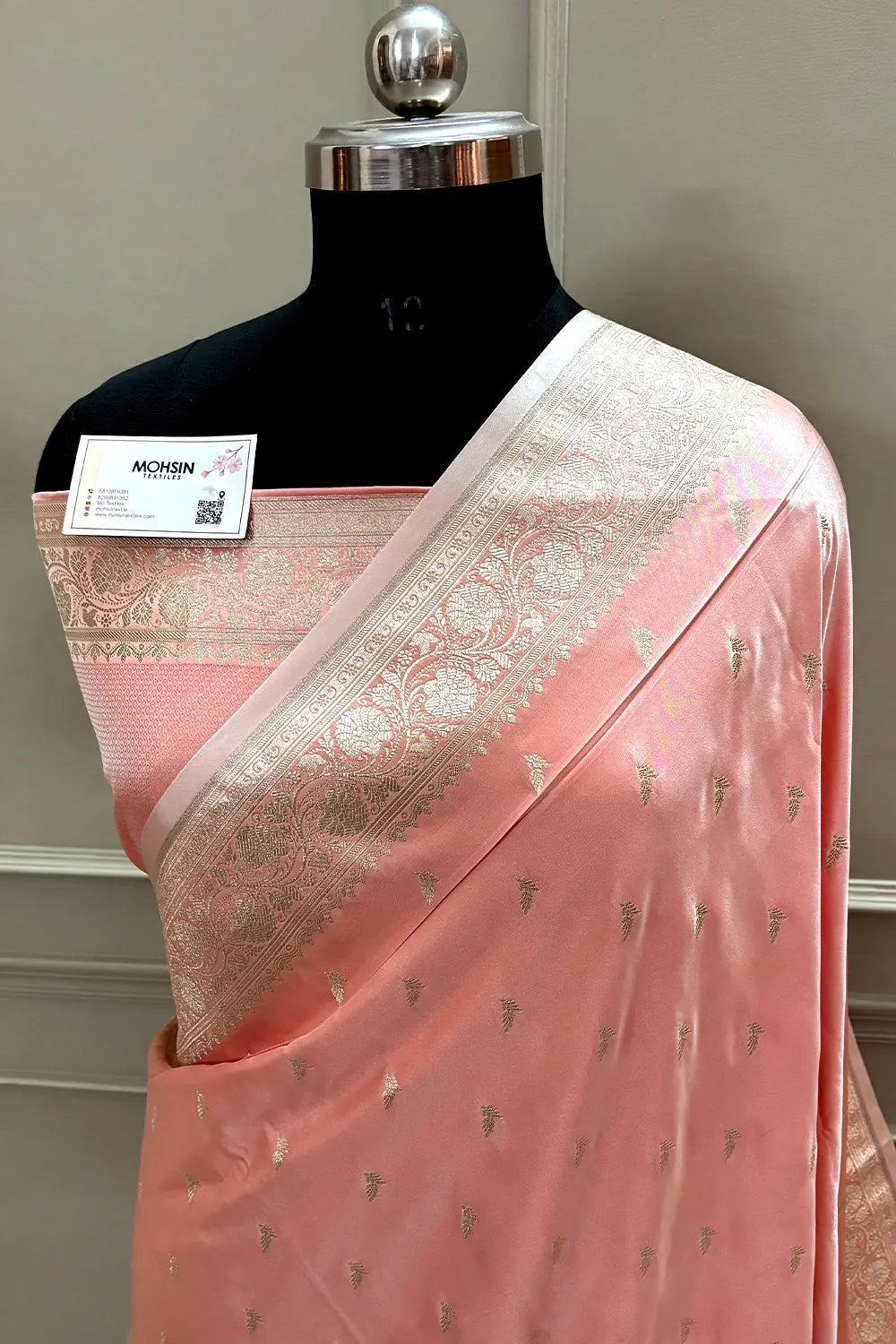Light Peach Zari Katan Silk Banarasi Saree