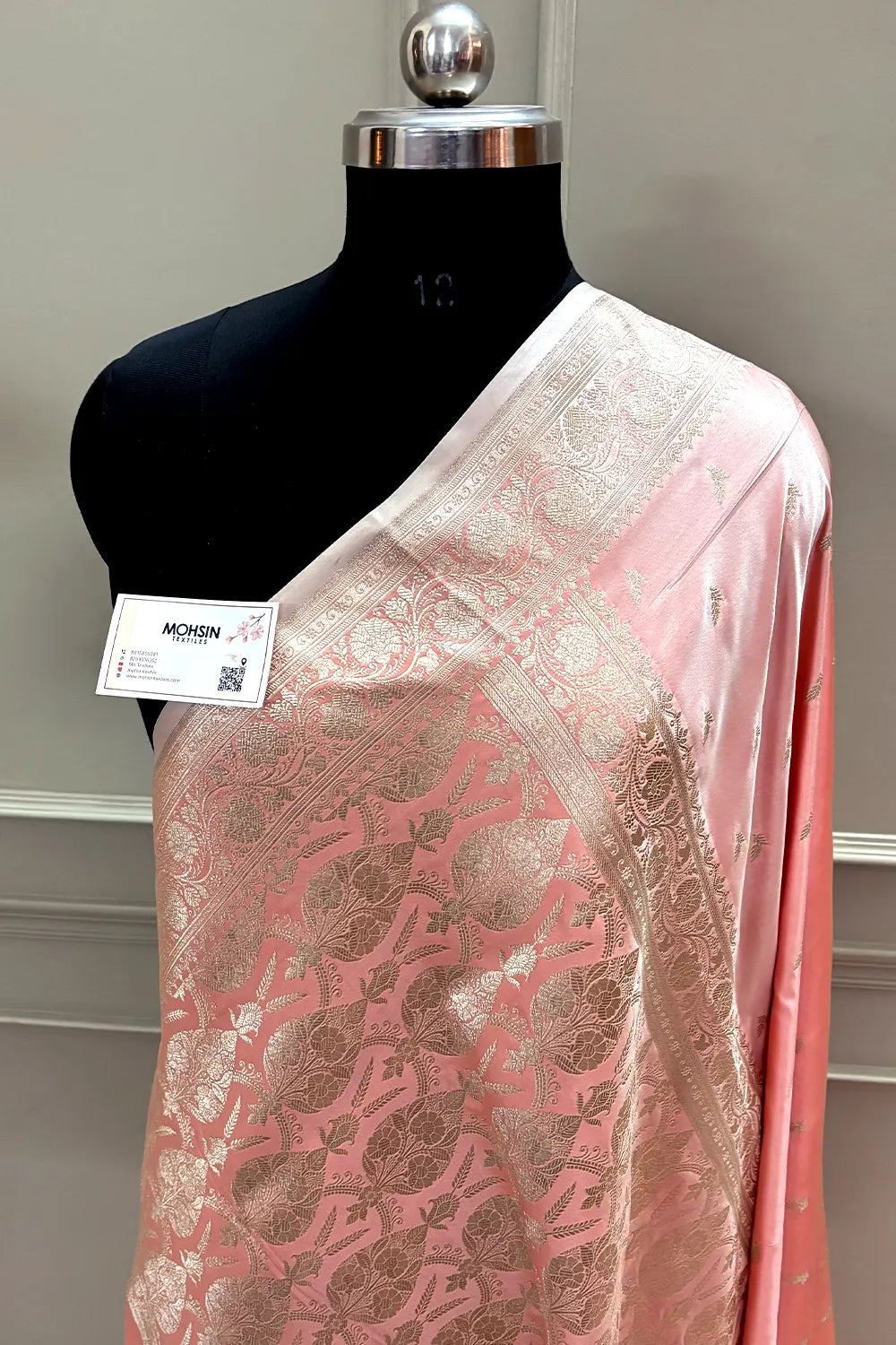 Light Peach Zari Katan Silk Banarasi Saree