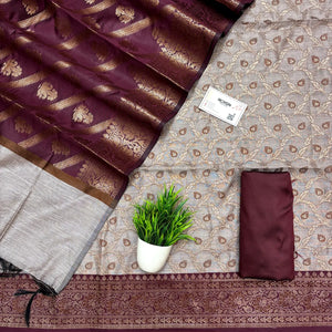 Light Wine and Wine Patti Jaal Banarasi Silk Suit