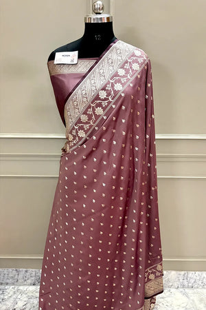 Light Wine Mahinki Buti Katan Silk Banarasi Saree