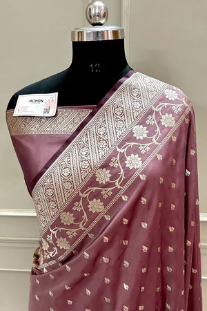 Light Wine Mahinki Buti Katan Silk Banarasi Saree