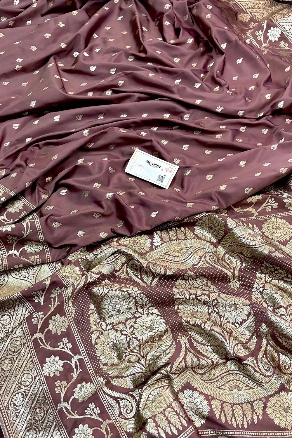 Light Wine Mahinki Buti Katan Silk Banarasi Saree