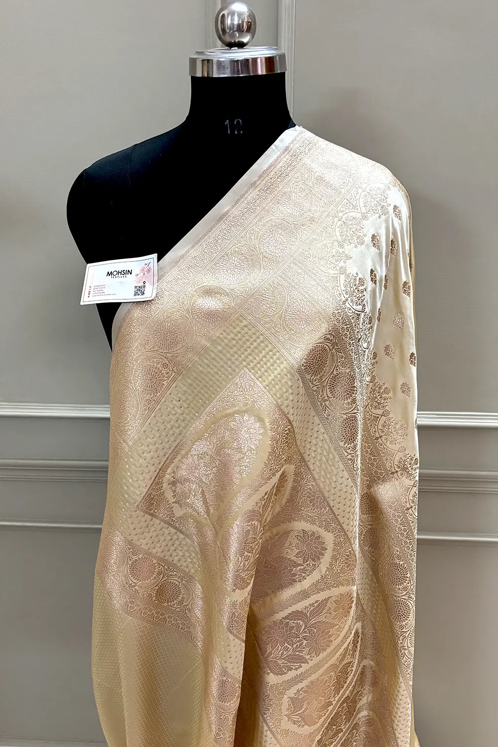 Light Yellow Zari Katan Silk Banarasi Saree