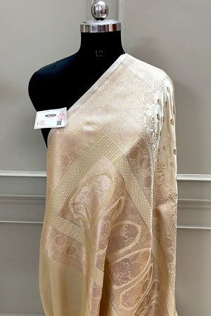 Light Yellow Zari Katan Silk Banarasi Saree