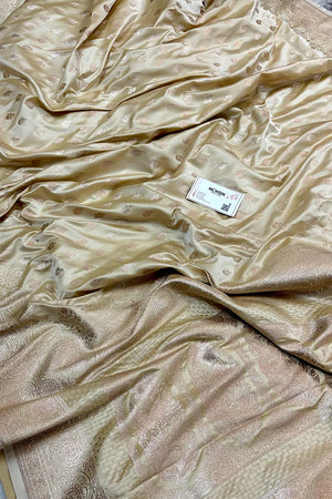 Light Yellow Zari Katan Silk Banarasi Saree
