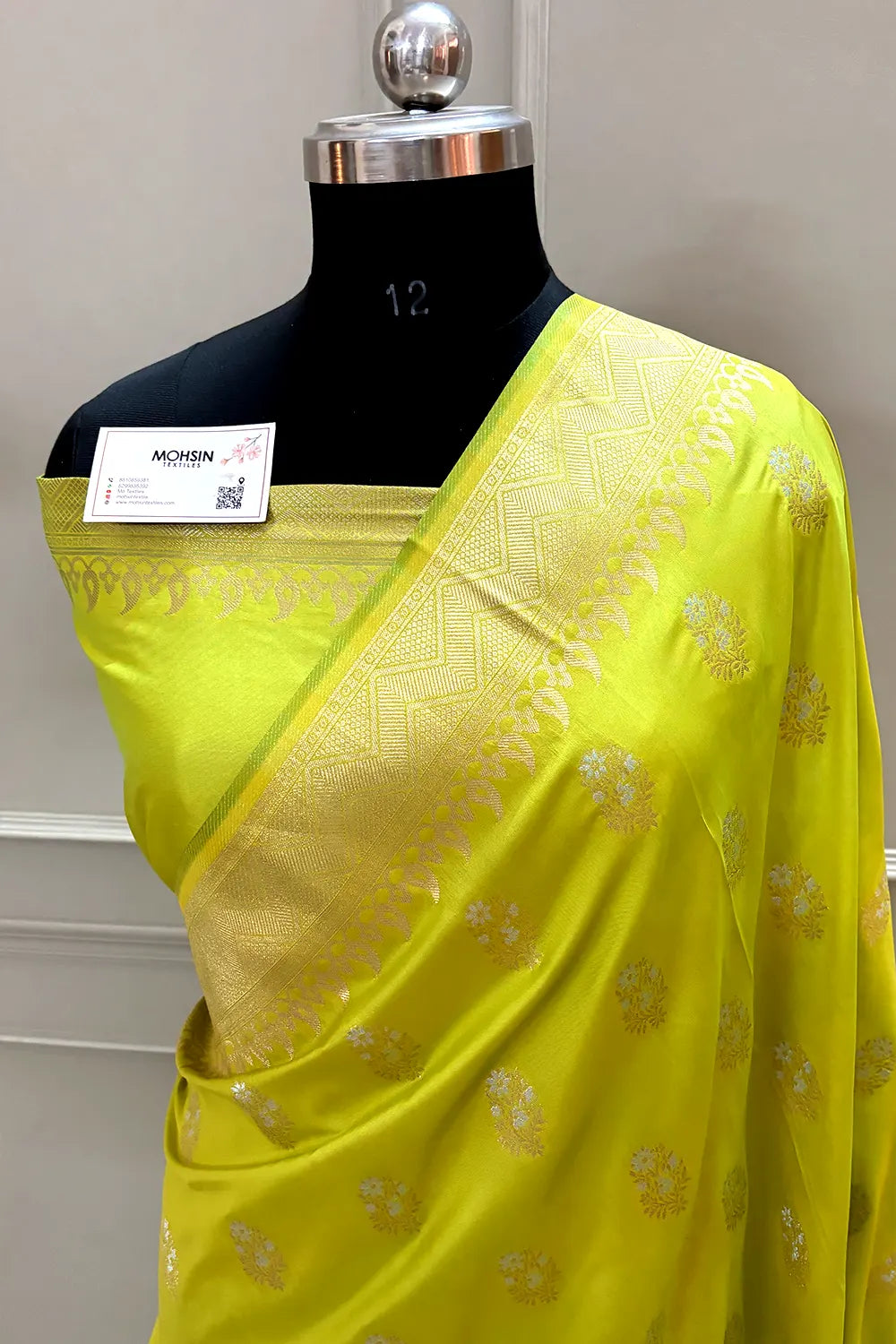 Lime Yellow Zari Banarasi Silk Saree