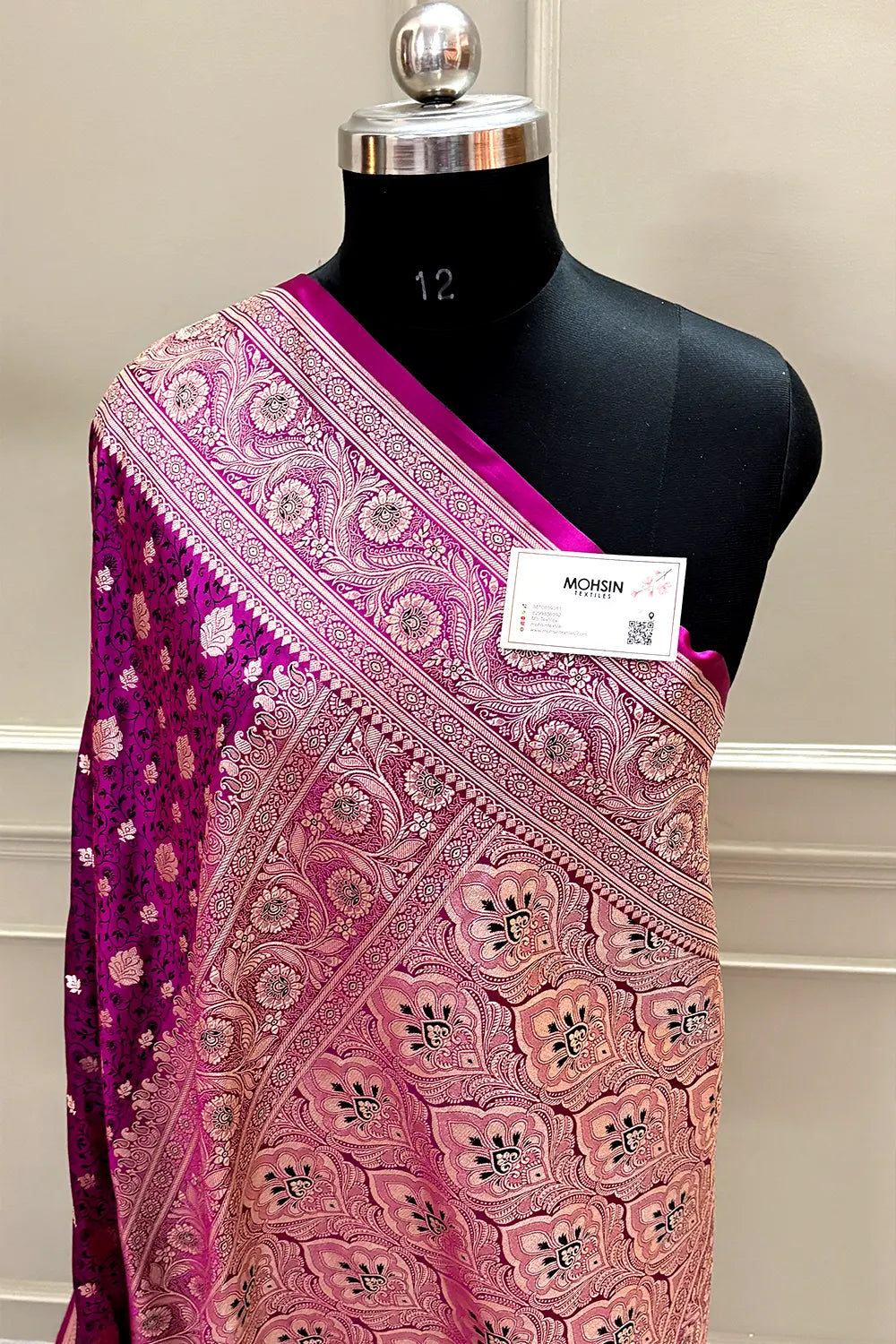 Magenta Chunni Munni Katan Silk Banarasi