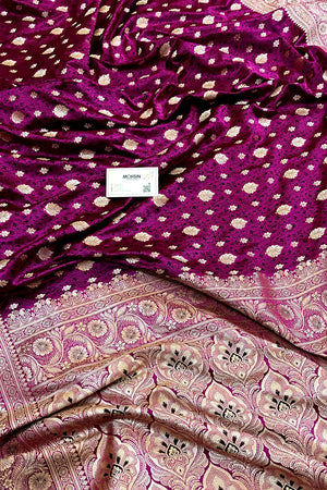 Magenta Chunni Munni Katan Silk Banarasi