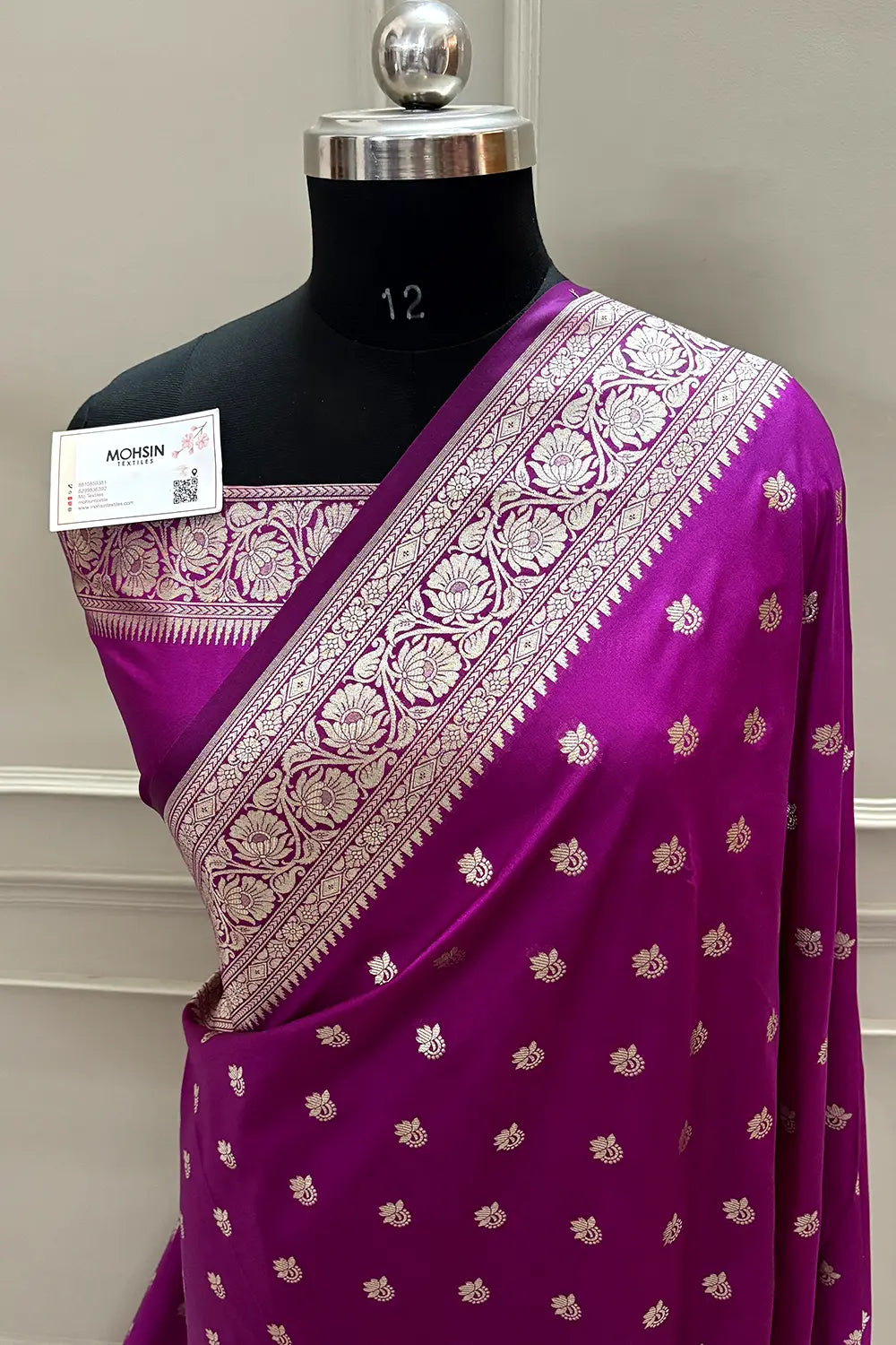 Magenta Ghonga Buti Katan Silk Banarasi Saree – Mohsin Textiles