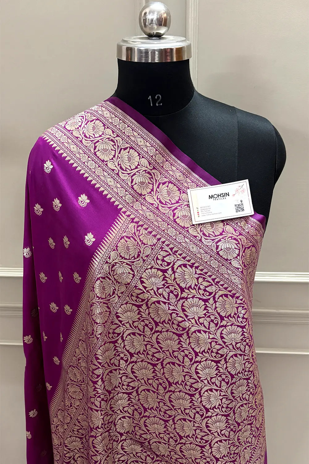 Magenta Ghonga Buti Katan Silk Banarasi Saree