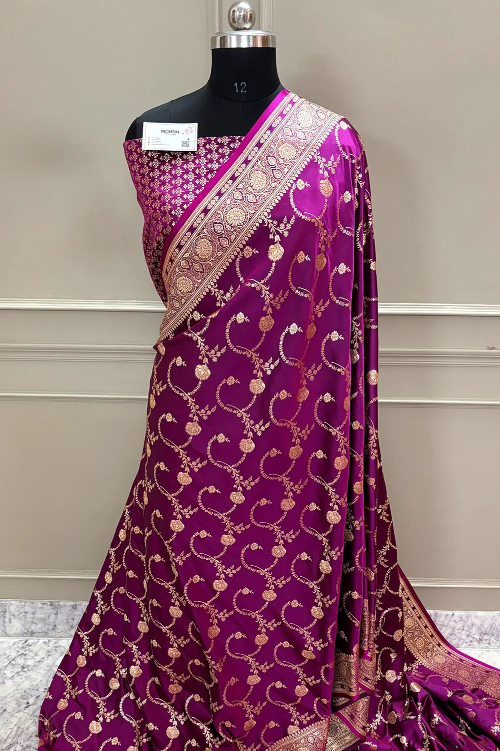 Magenta Kanchan Bel Katan Silk Banarasi Saree