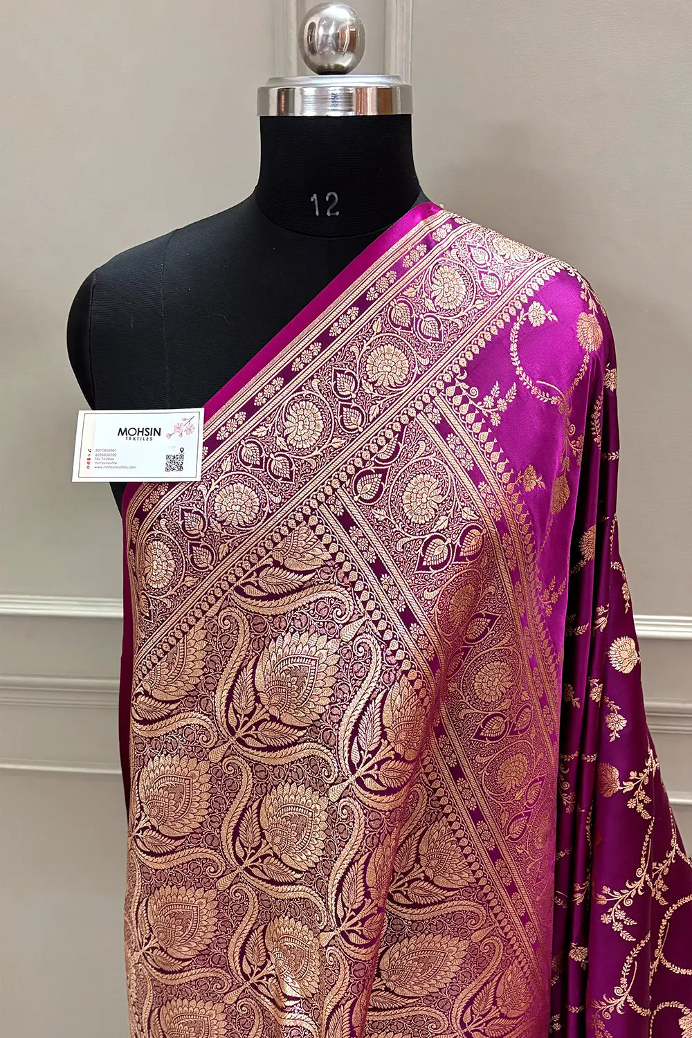 Magenta Kanchan Bel Katan Silk Banarasi Saree