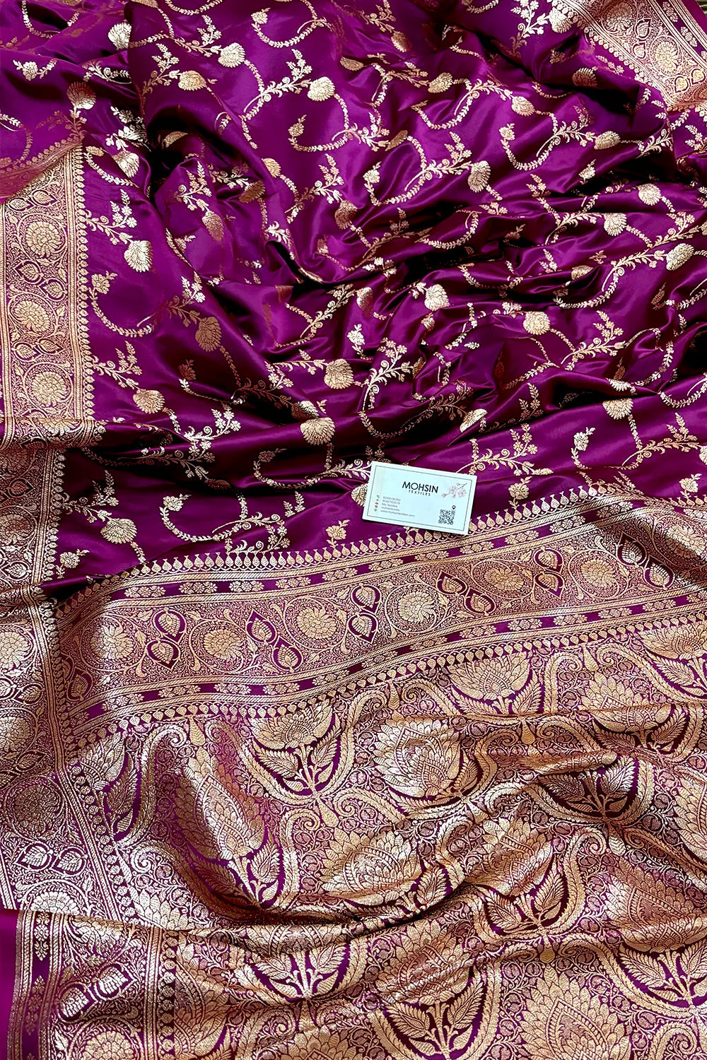 Magenta Kanchan Bel Katan Silk Banarasi Saree
